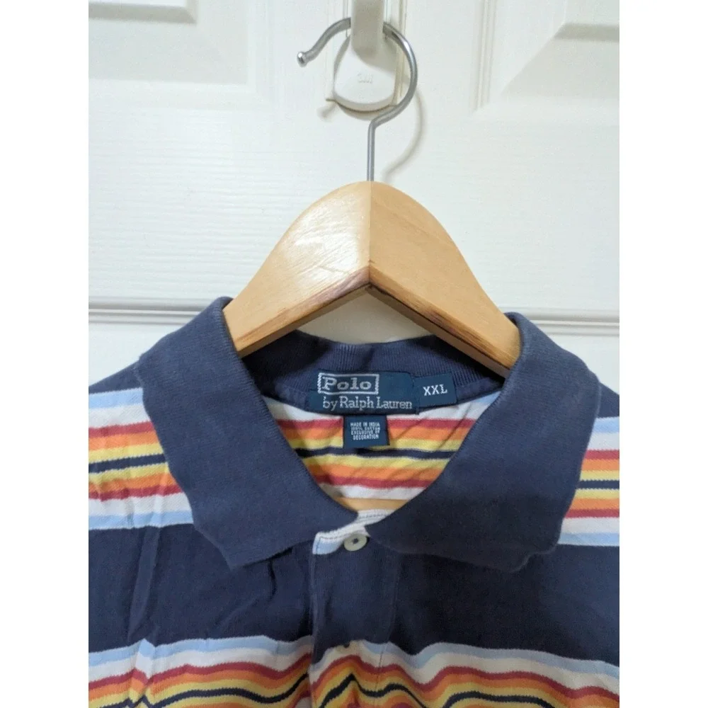Polo Ralph Lauren Polo Shirt XXL Preppy Vintage Summer Striped Rugby Golf Cotton